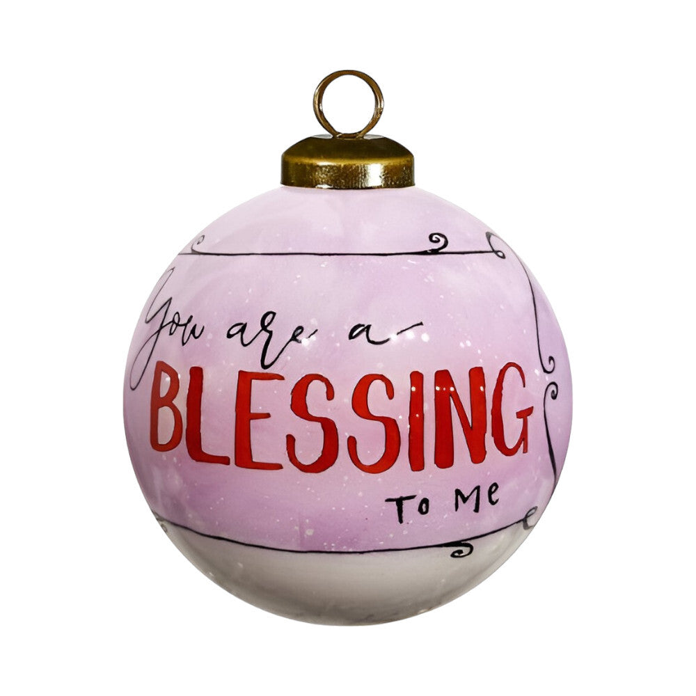 Snowman You Are a Blessing To Me Hand Painted Mouth Blown Glass Ornament W2B