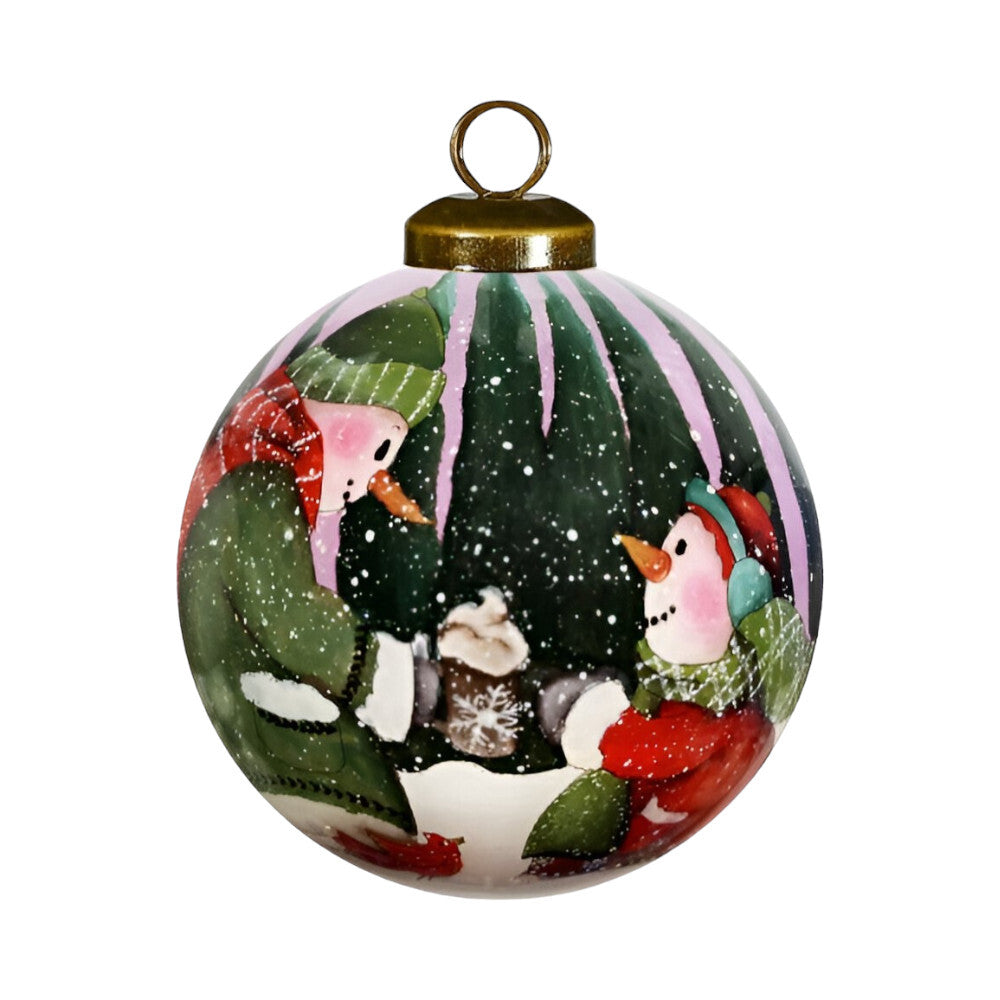 Snowman You Are a Blessing To Me Hand Painted Mouth Blown Glass Ornament W2B