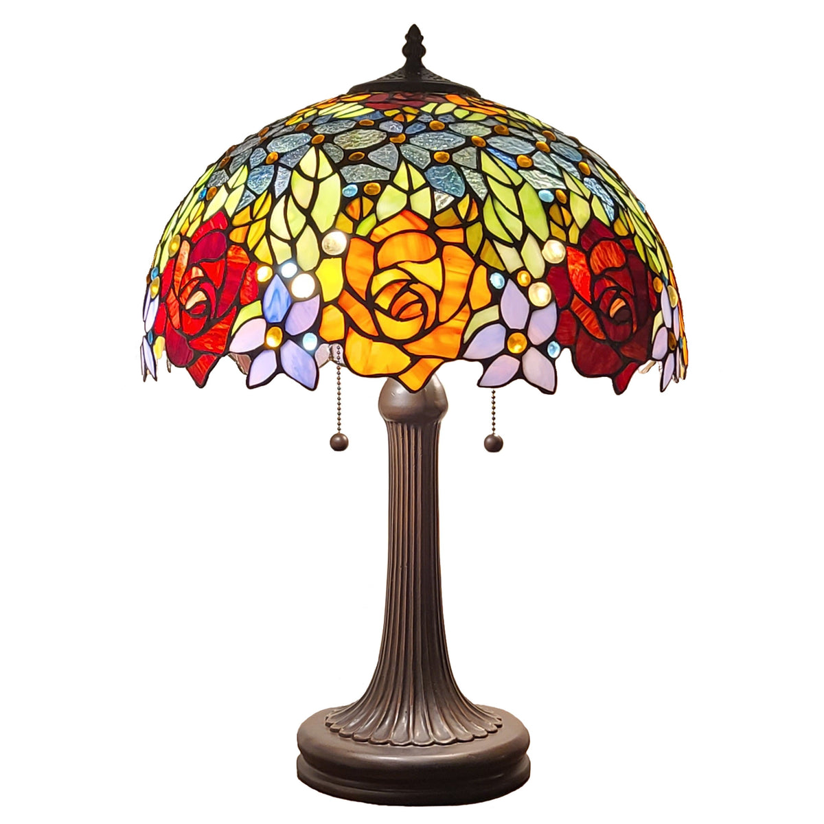 24" Dark Brown Metal Two Light Candlestick Table Lamp With Orange Shade W2B