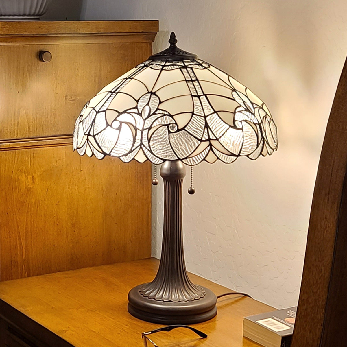 24" Dark Brown Metal Two Light Candlestick Table Lamp With Dark Brown Shade W2B