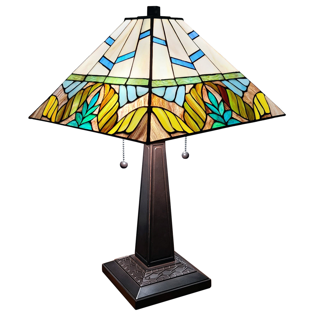 22" Dark Brown Metal Two Light Candlestick Table Lamp With White Shade W2B