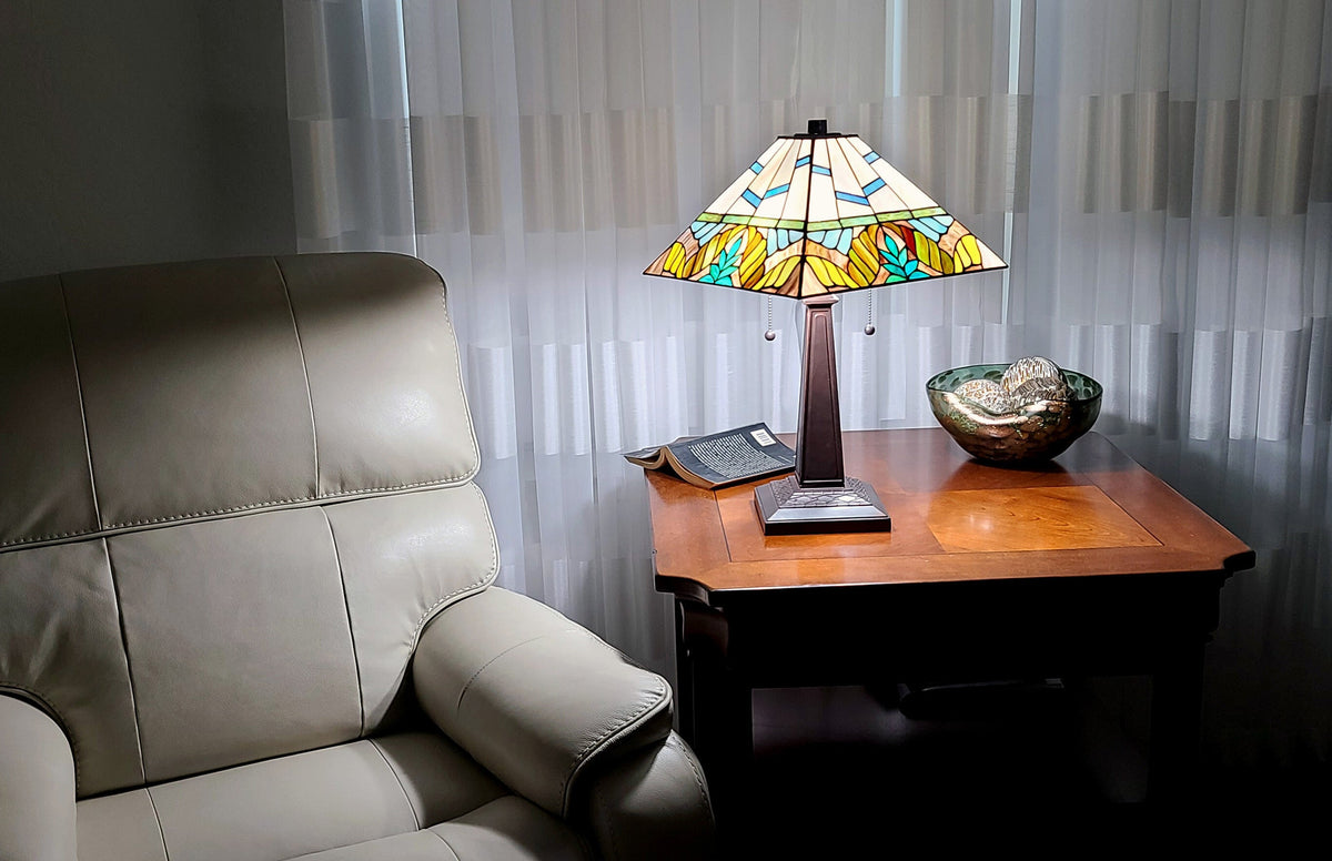 22" Dark Brown Metal Two Light Candlestick Table Lamp With White Shade W2B