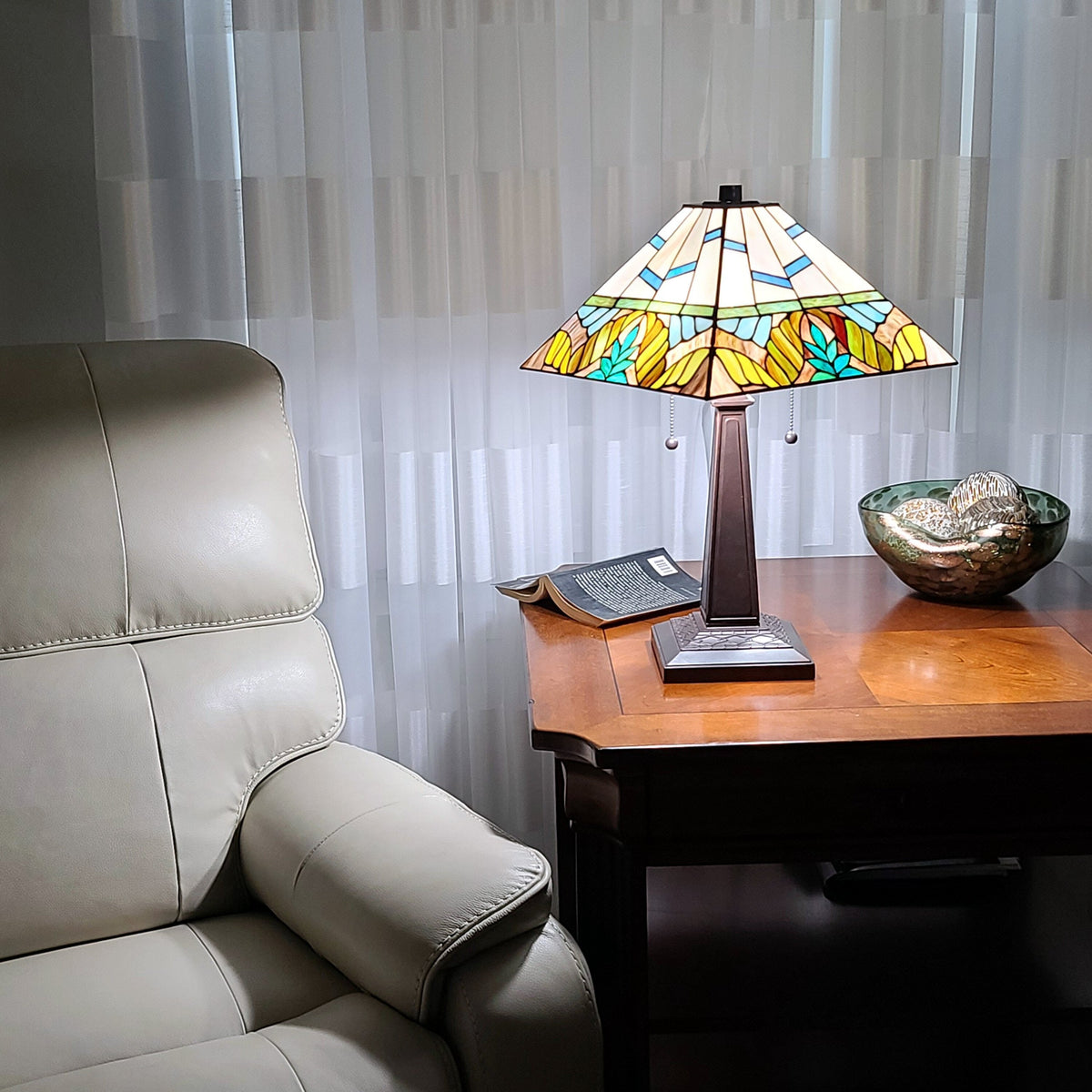 22" Dark Brown Metal Two Light Candlestick Table Lamp With White Shade W2B