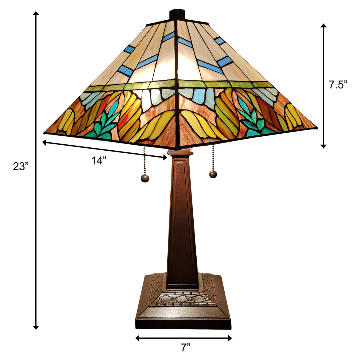 22" Dark Brown Metal Two Light Candlestick Table Lamp With White Shade W2B