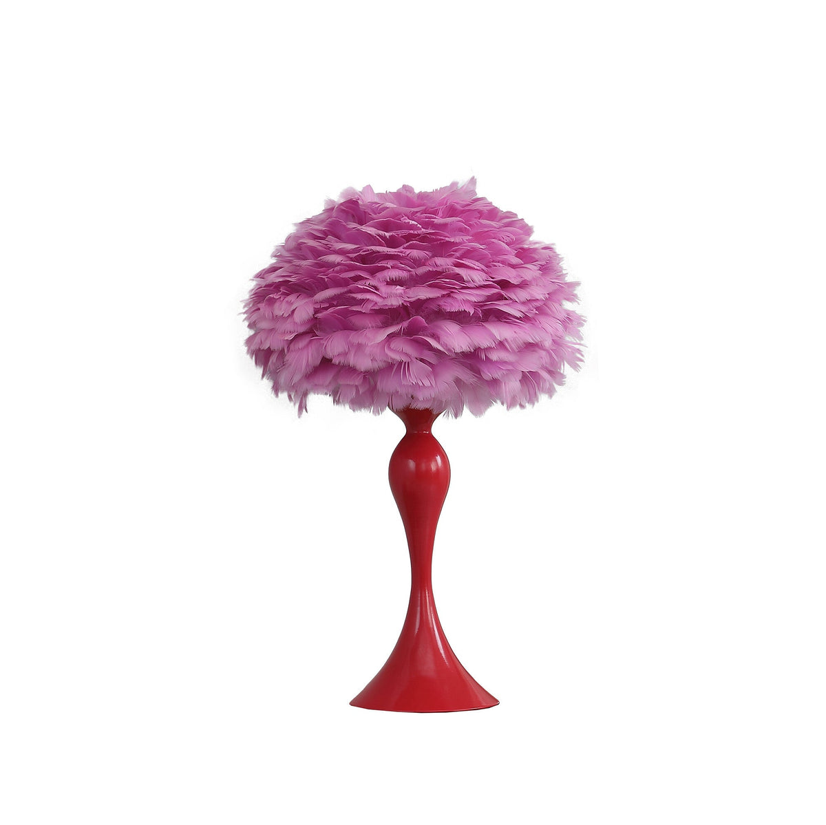 24" Glam Hot Pink Feather and Red Table Lamp W2B