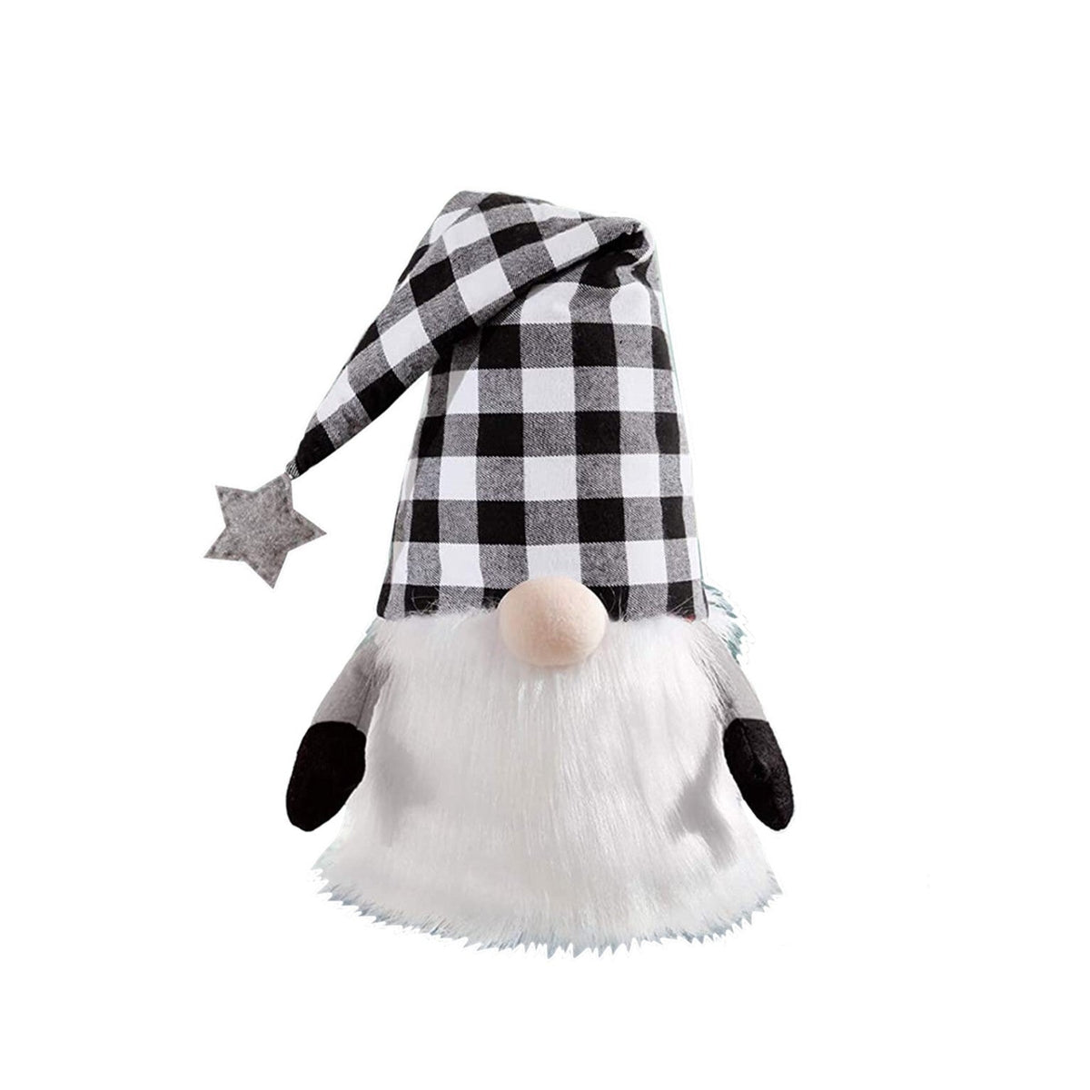 27" Black And White Felt And Faux Fur Gnome Adjustable Height Tree Topper W2B