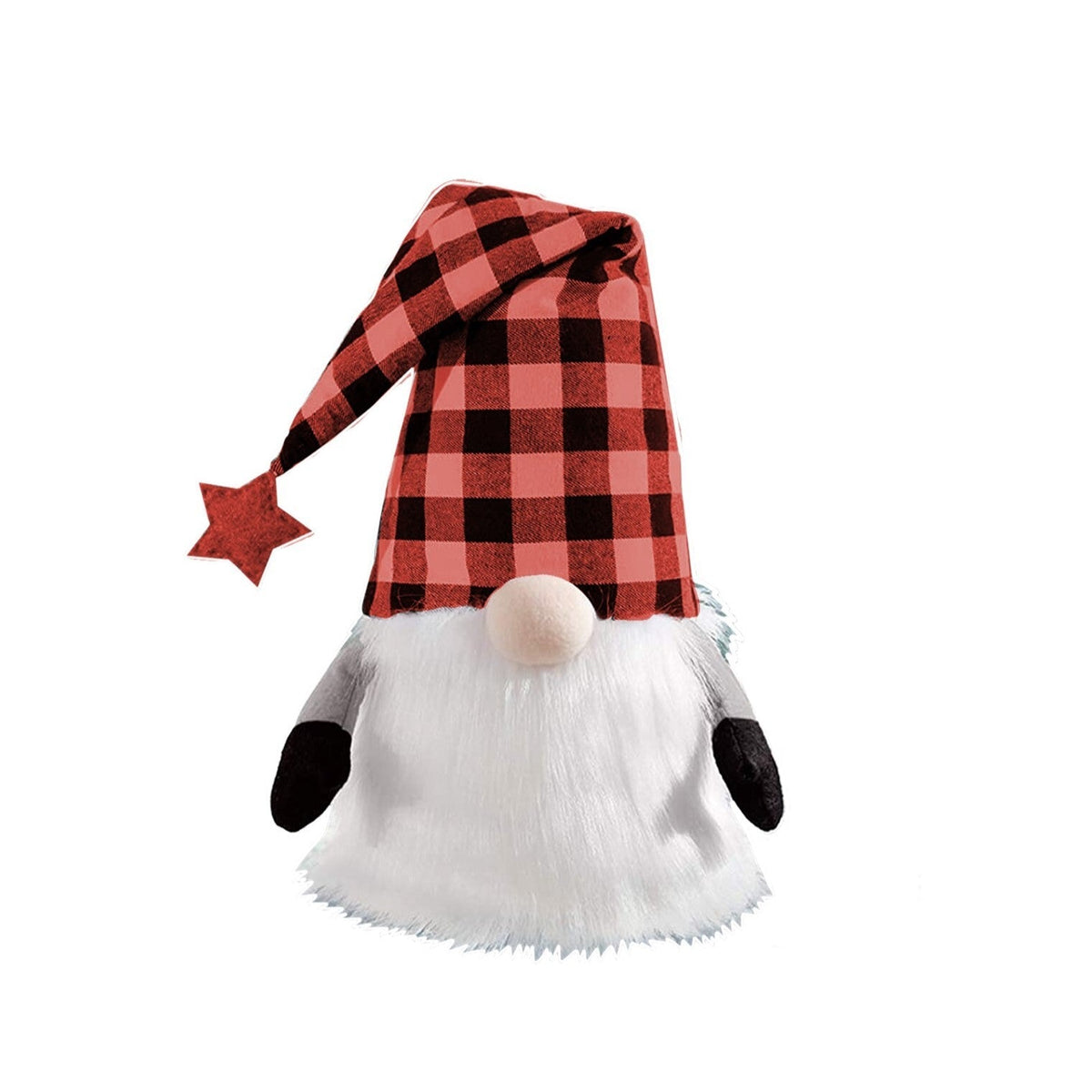 27" Black And Black Felt And Faux Fur Gnome Adjustable Height Tree Topper W2B