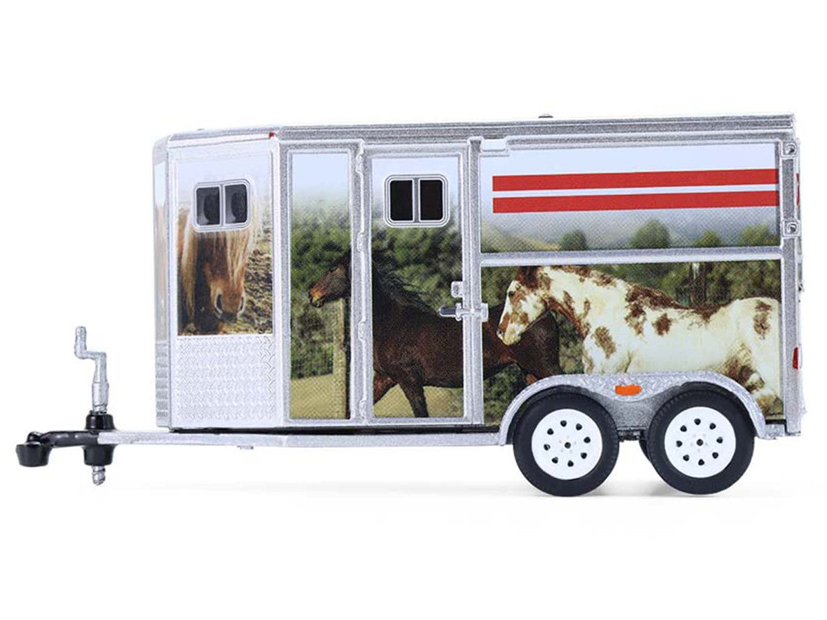 Horse Trailer Silver with Custom Horse Wrap "Down on the Farm" Series 11 1/64 Diecast Model by Greenlight Greenlight