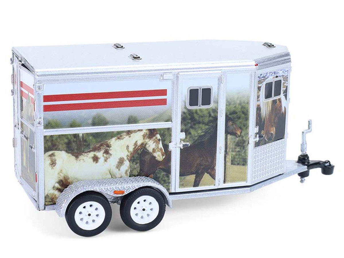 Horse Trailer Silver with Custom Horse Wrap "Down on the Farm" Series 11 1/64 Diecast Model by Greenlight Greenlight