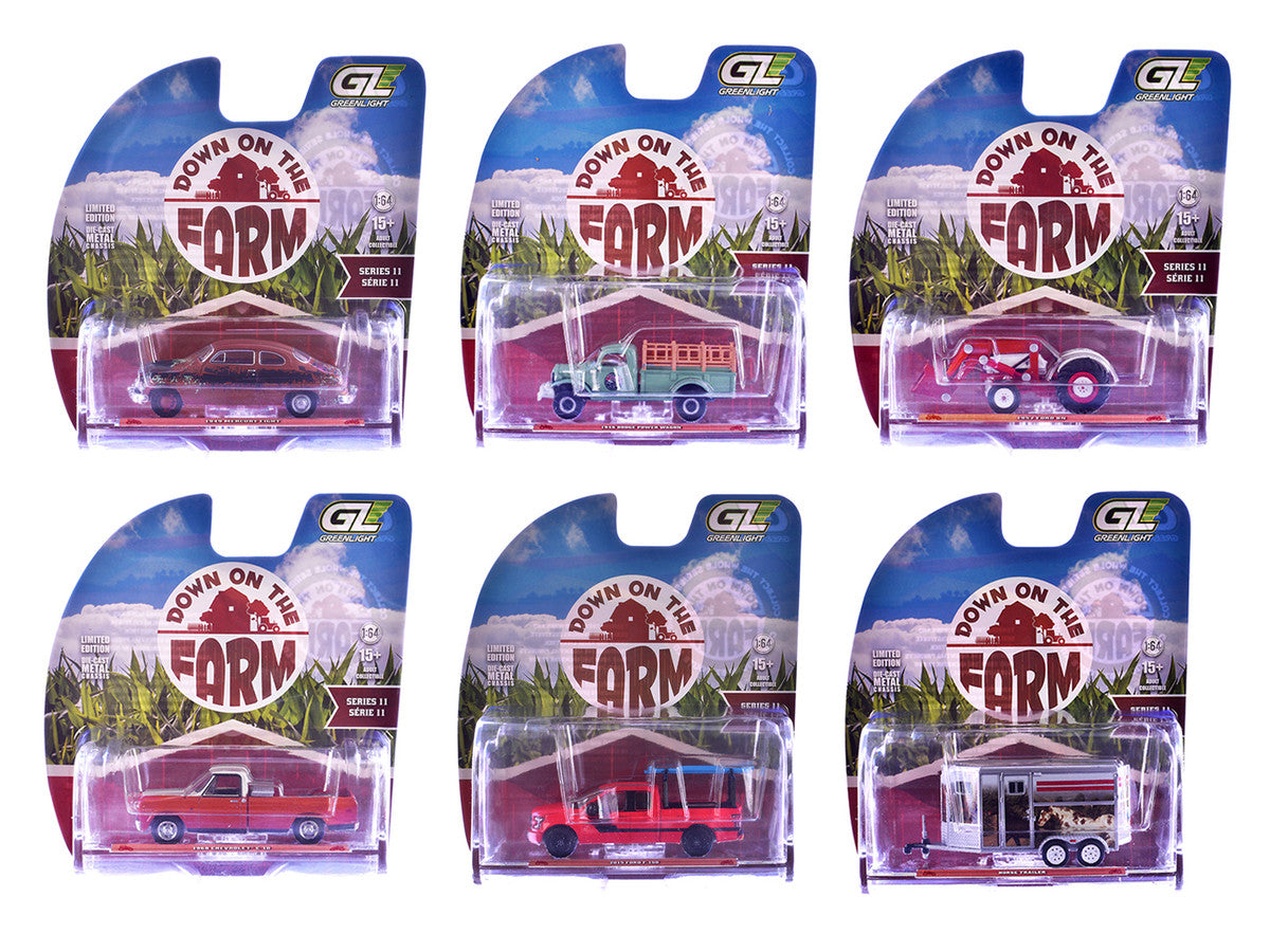 "Down on the Farm" Series 11 Set of 6 pieces 1/64 Diecast Models by Greenlight Greenlight