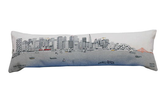 45" White San Francisco Daylight Skyline Lumbar Decorative Pillow