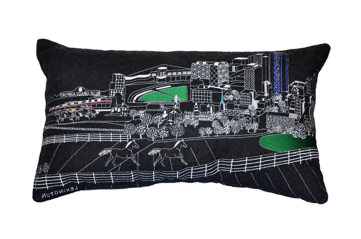 14" X 24" Black Gray and White Hometown Pride Wool Lumbar Throw Pillow W2B