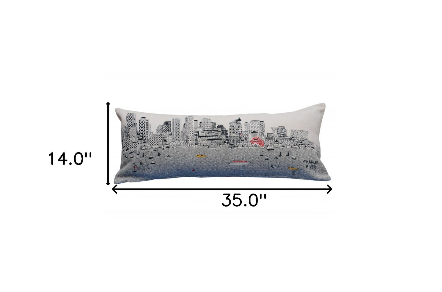 35" White Boston Daylight Skyline Lumbar Decorative Pillow