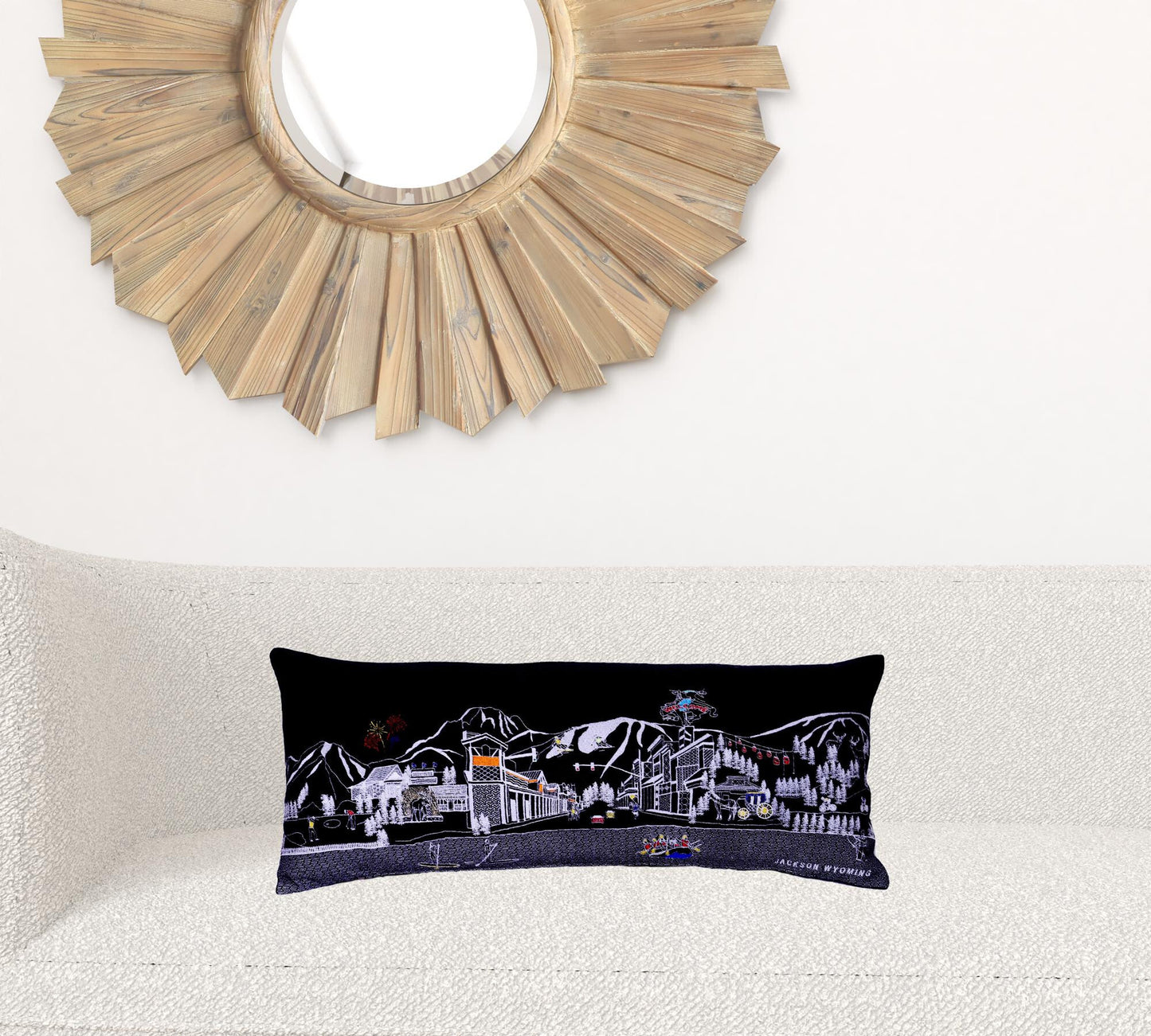 35" Black Jackson Nighttime Skyline Lumbar Decorative Pillow