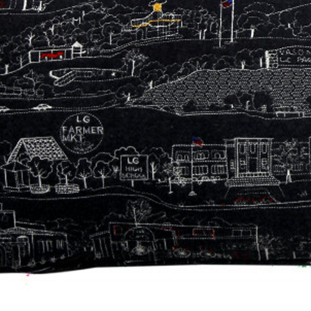 35" Black Los Gatos Nighttime Skyline Lumbar Decorative Pillow