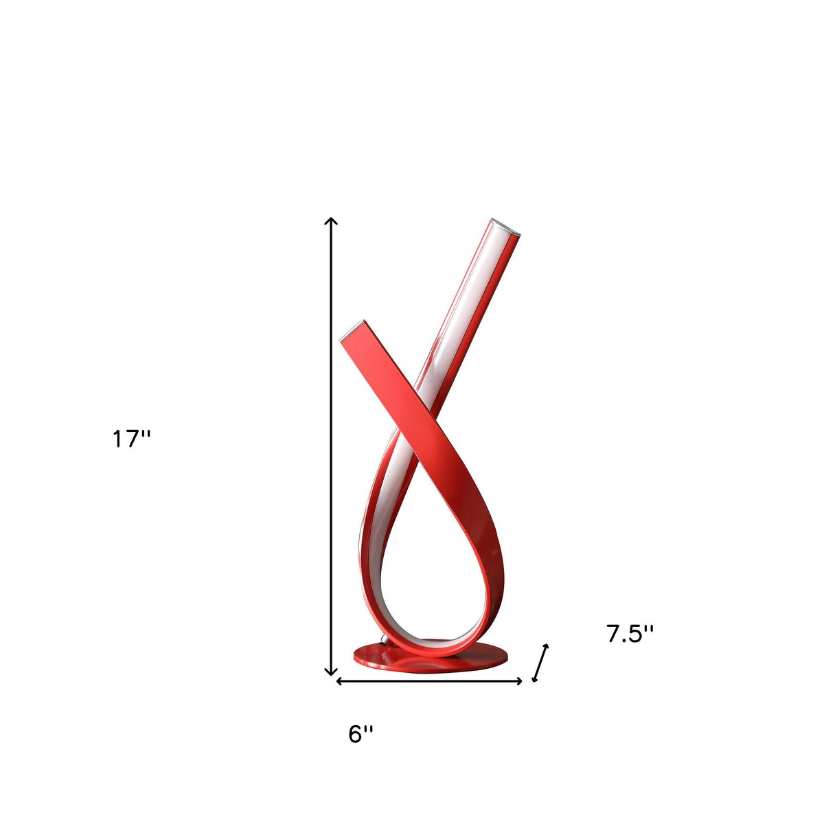 17" Red Modern Abstract Ribbons Table Lamp W2B