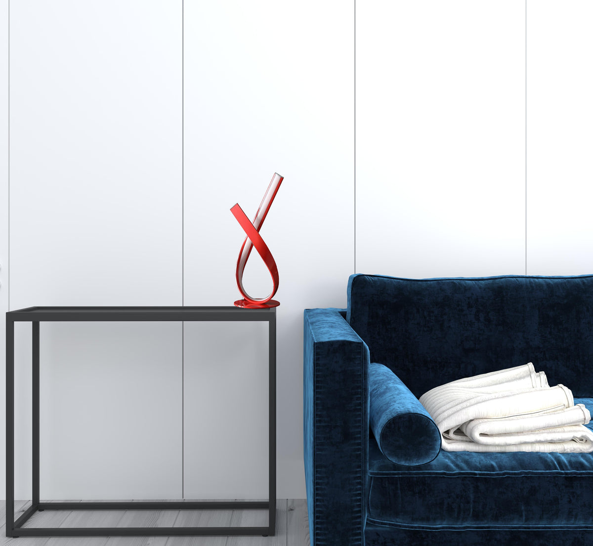 17" Red Modern Abstract Ribbons Table Lamp W2B