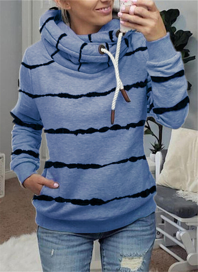 Printed Hooded Fleece Striped Sweatshirt Best YouTube Store