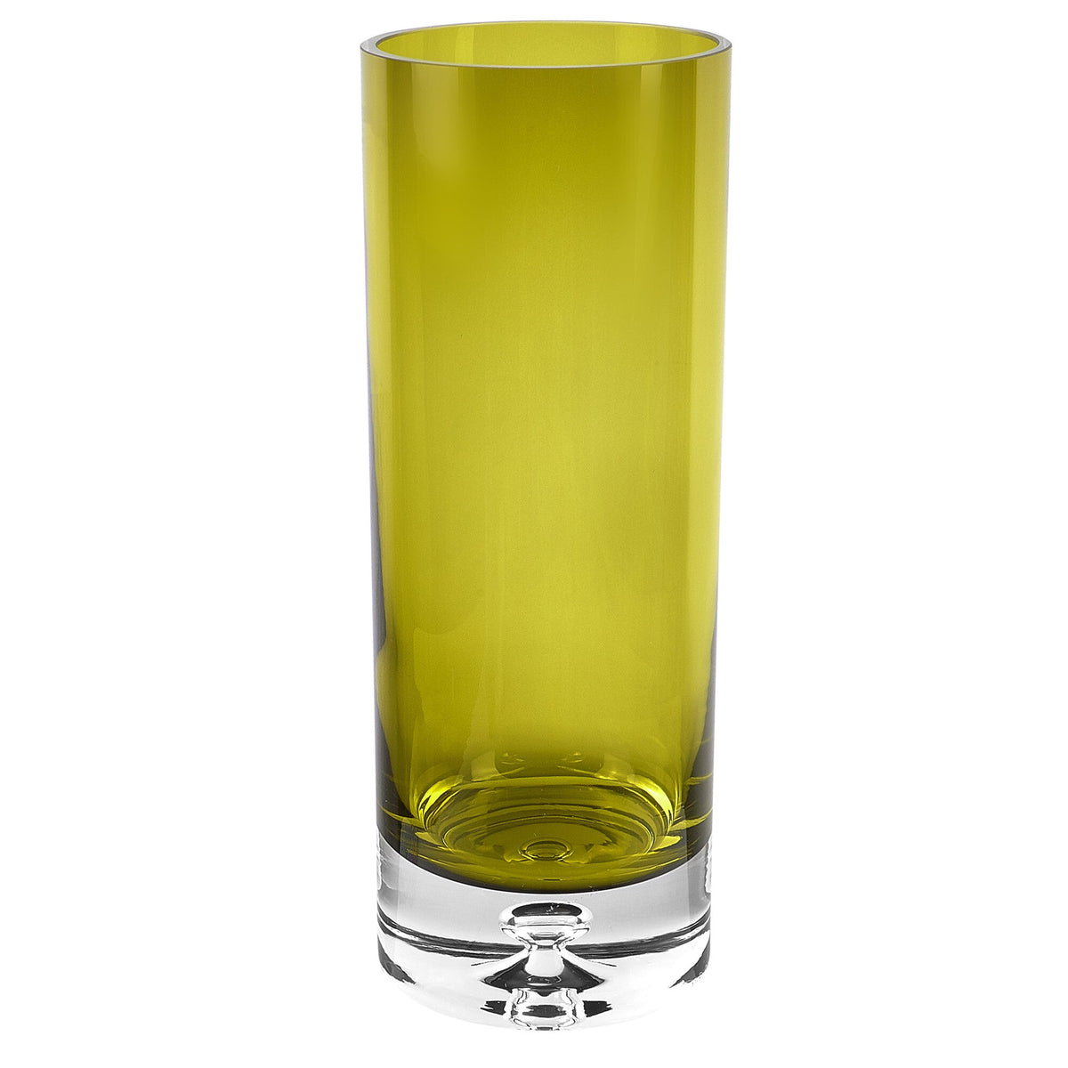 11" Green Crystal Glass Cylinder Table Vase W2B
