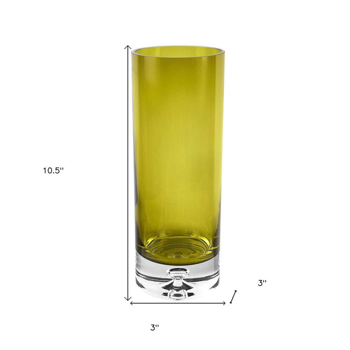 11" Green Crystal Glass Cylinder Table Vase W2B