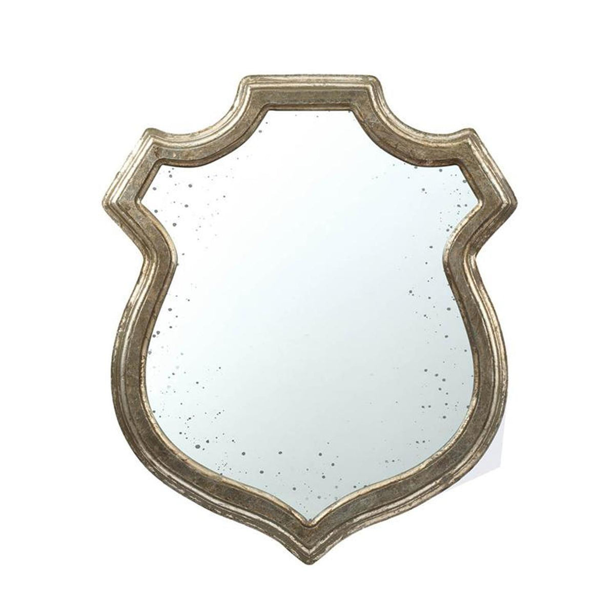 24" Distressed Metallic Crest Shape Wall Mounted Accent Mirror Framed W2B