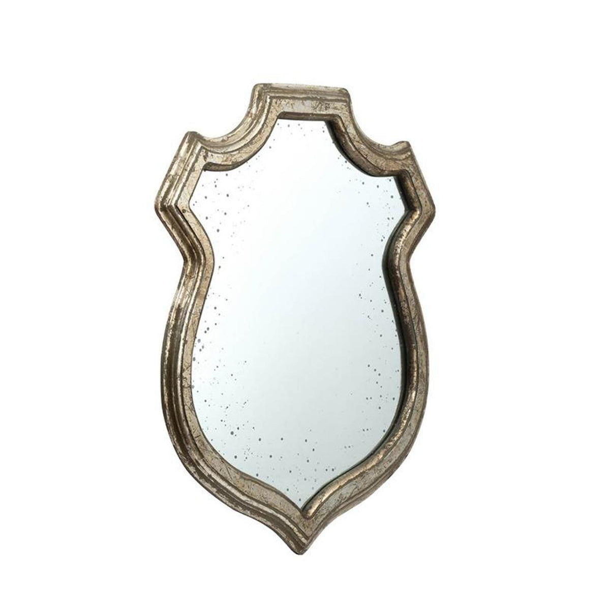 24" Distressed Metallic Crest Shape Wall Mounted Accent Mirror Framed W2B