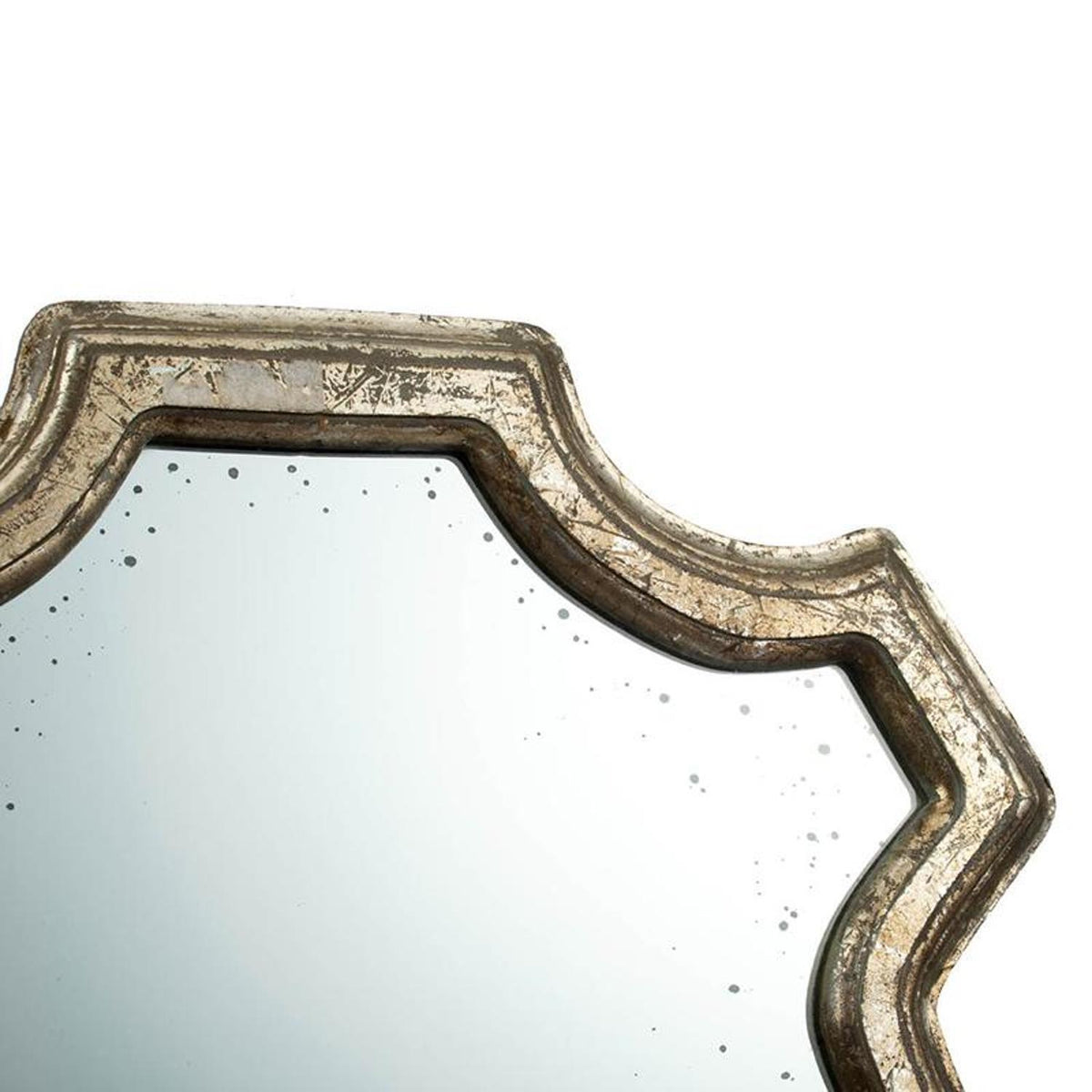 24" Distressed Metallic Crest Shape Wall Mounted Accent Mirror Framed W2B