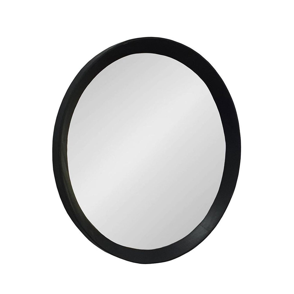 20" Black Round Wood Framed Accent Mirror W2B