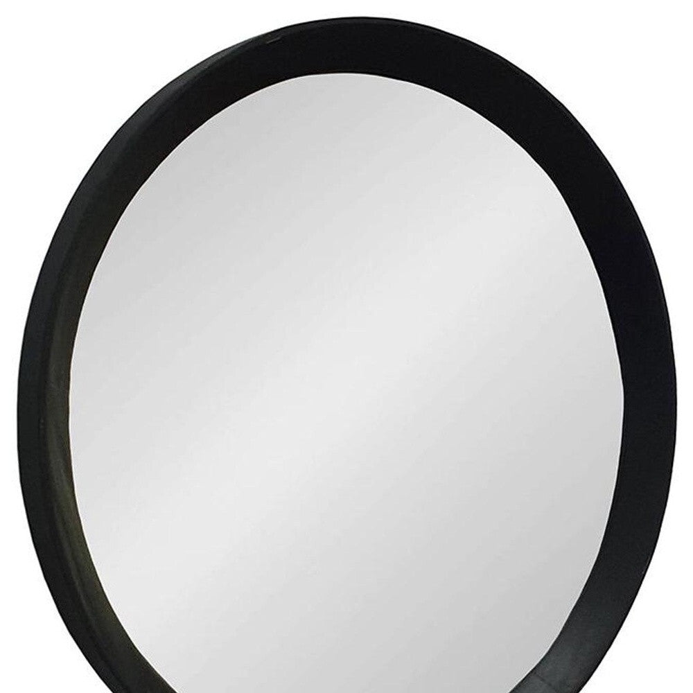 20" Black Round Wood Framed Accent Mirror W2B
