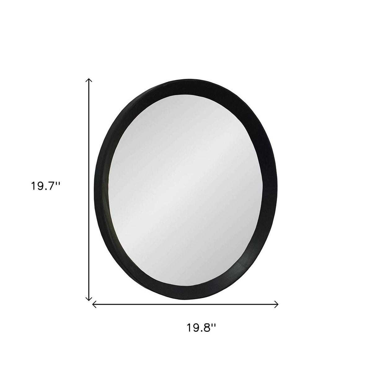 20" Black Round Wood Framed Accent Mirror W2B