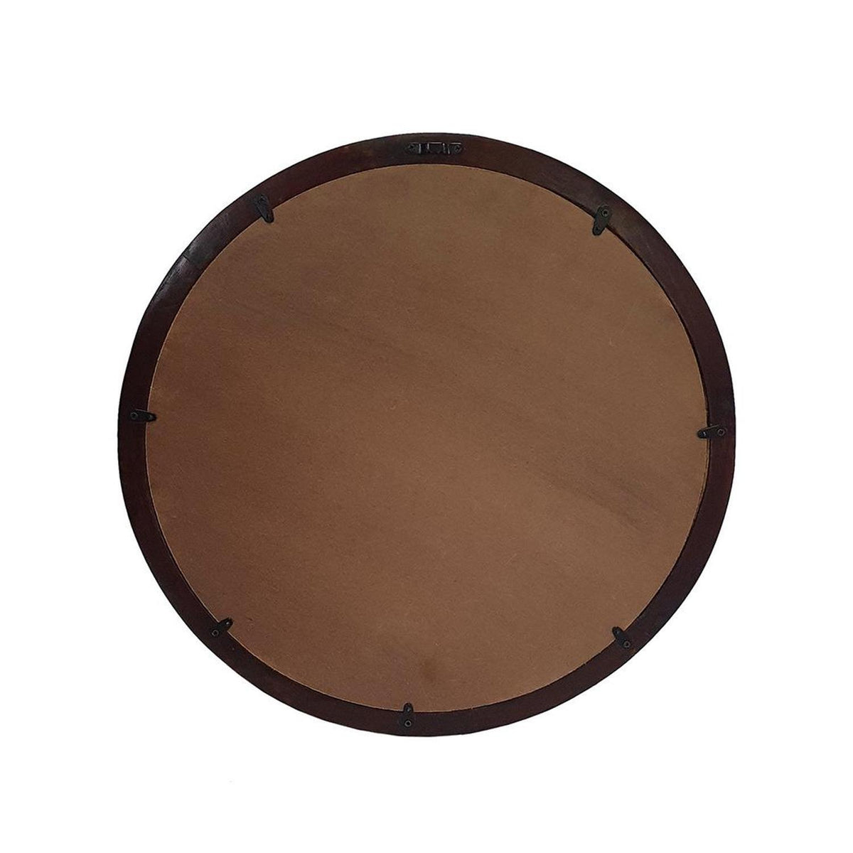 20" Dark Brown Round Wood Framed Accent Mirror W2B