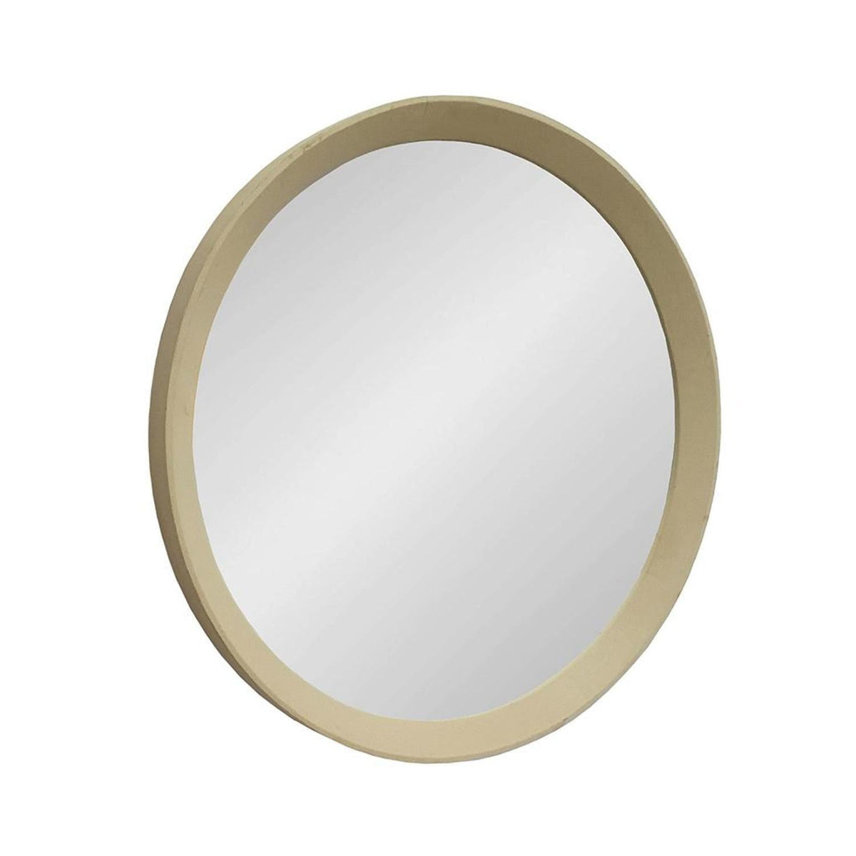 20" Cream Round Wood Framed Accent Mirror W2B