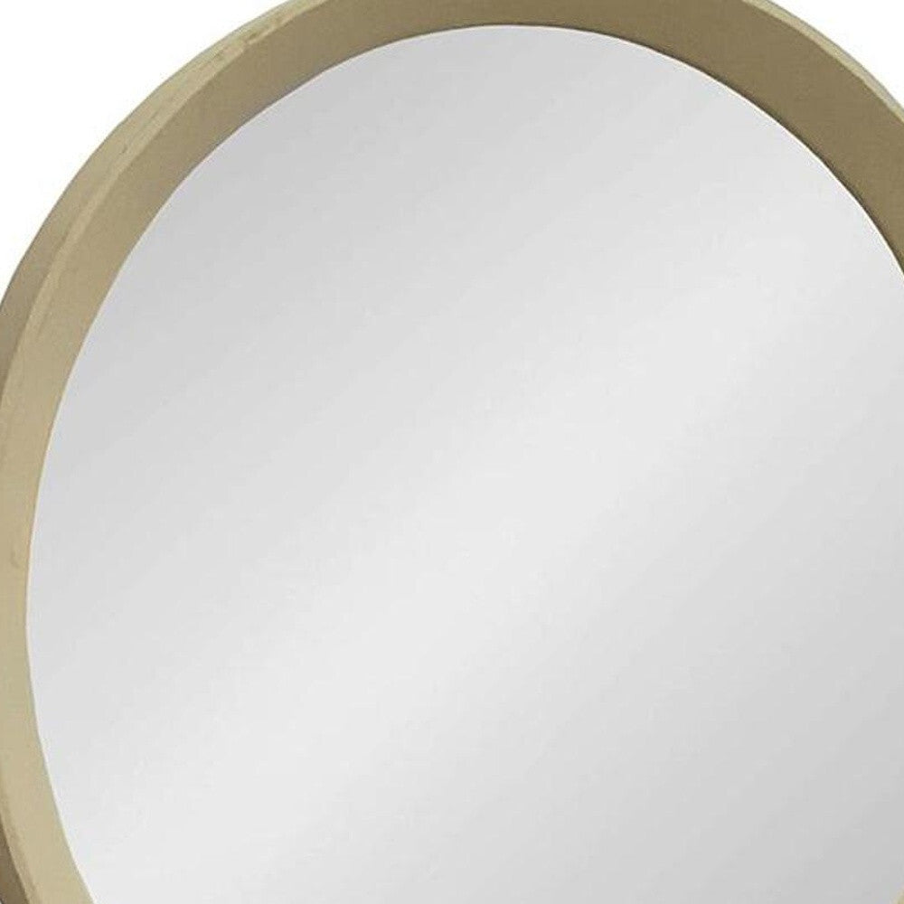 20" Cream Round Wood Framed Accent Mirror W2B