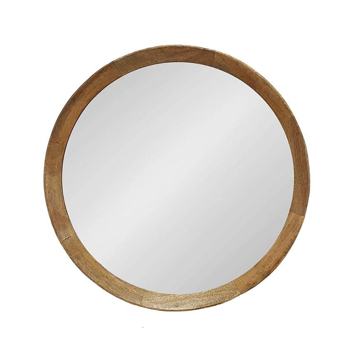 20" Natural Round Wood Framed Accent Mirror W2B