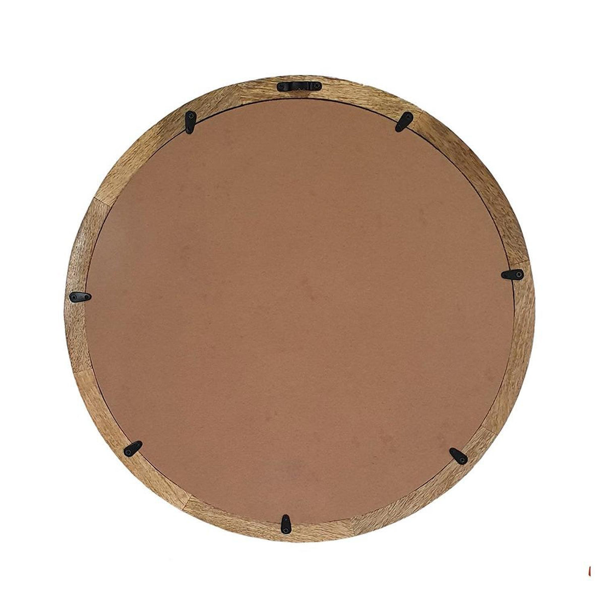 20" Natural Round Wood Framed Accent Mirror W2B
