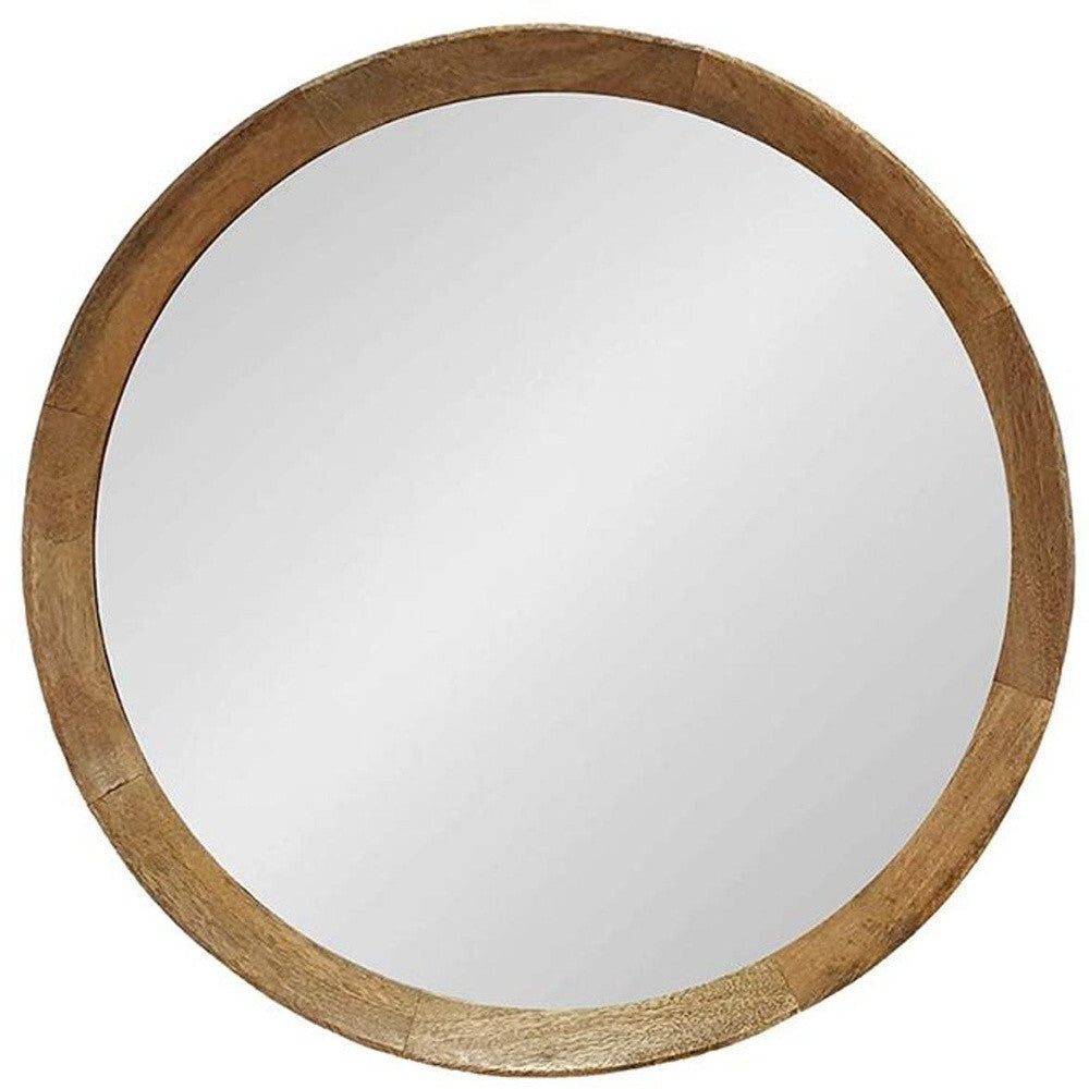 20" Natural Round Wood Framed Accent Mirror W2B