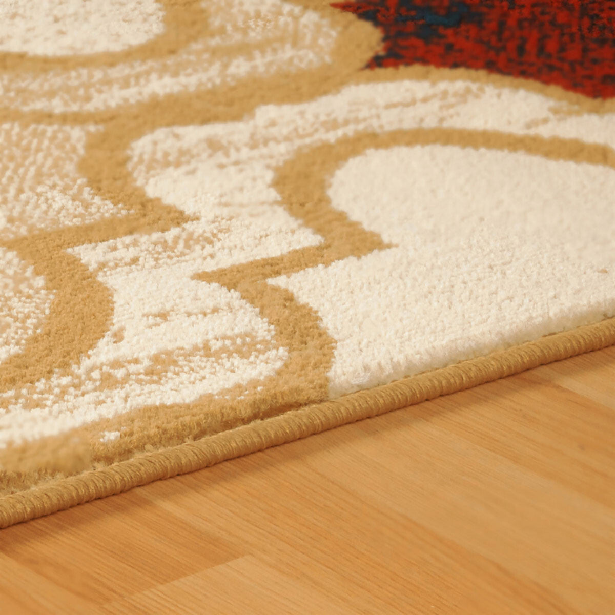 5' X 8' Beige Quatrefoil Power Loom Distressed Stain Resistant Area Rug W2B