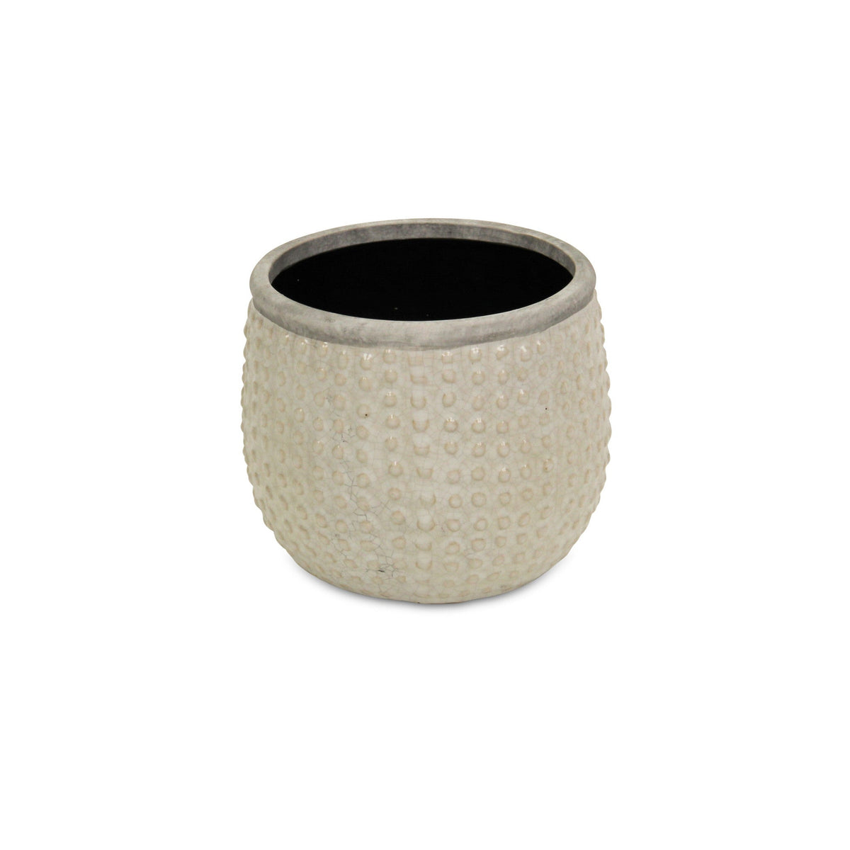 6" Beige Dot Ceramic Indoor Outdoor Round Pot Planter W2B