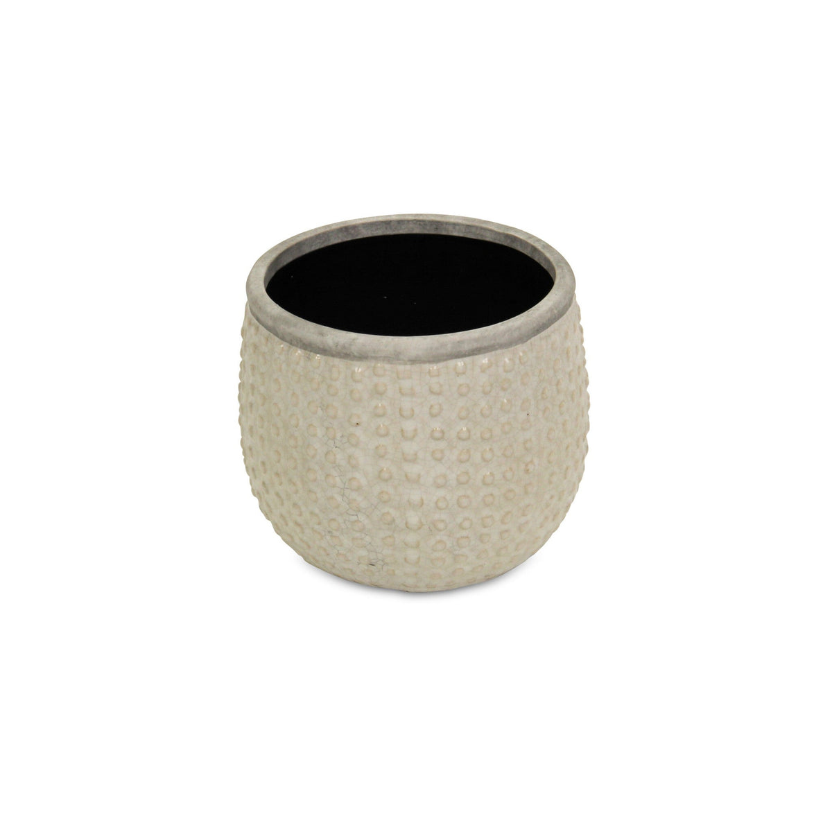 6" Beige Dot Ceramic Indoor Outdoor Round Pot Planter W2B