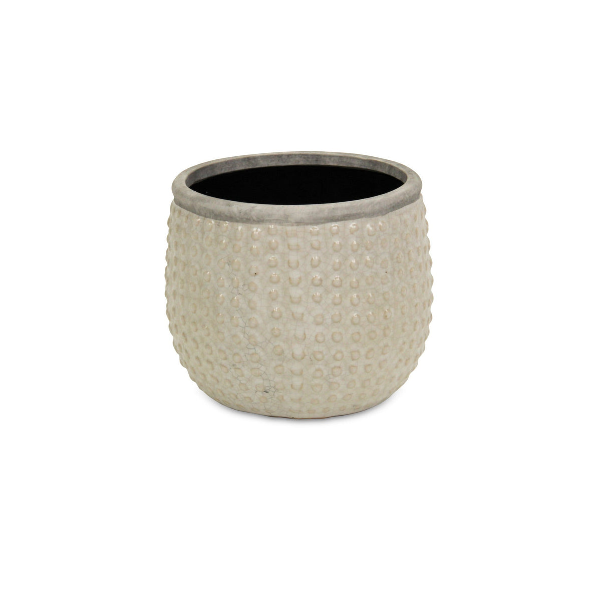 6" Beige Dot Ceramic Indoor Outdoor Round Pot Planter W2B