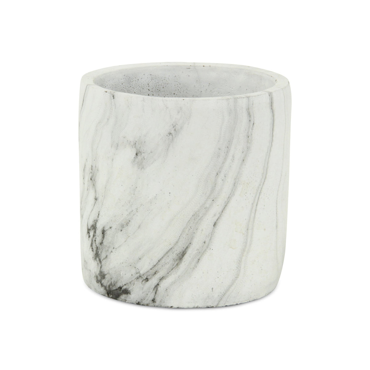 6" White and Gray Marbleized Ceramic Indoor Outdoor Round Pot Planter W2B