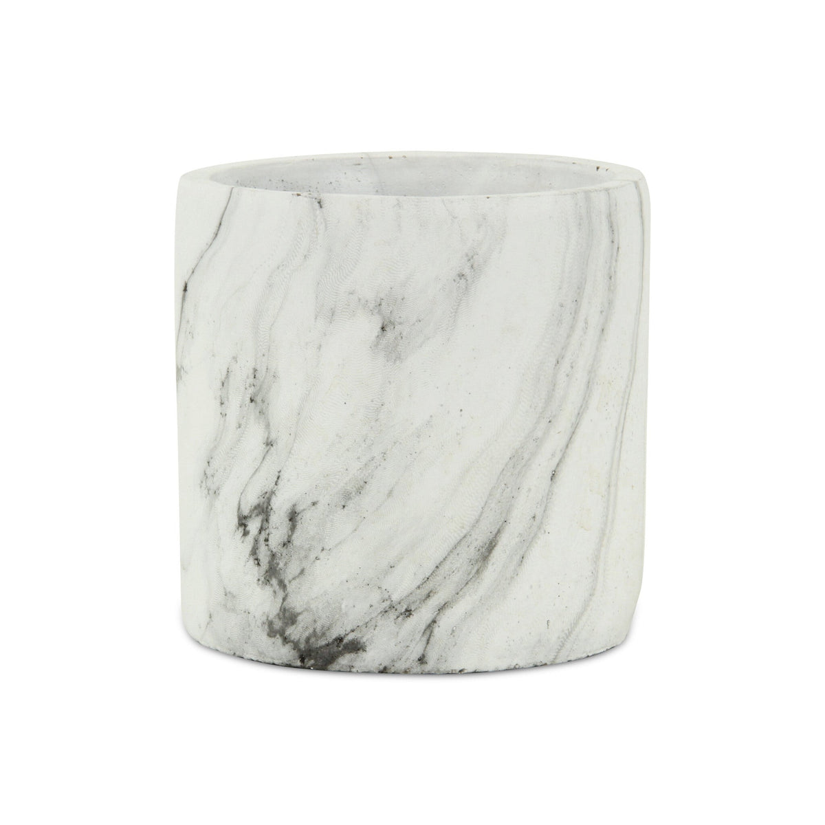 6" White and Gray Marbleized Ceramic Indoor Outdoor Round Pot Planter W2B