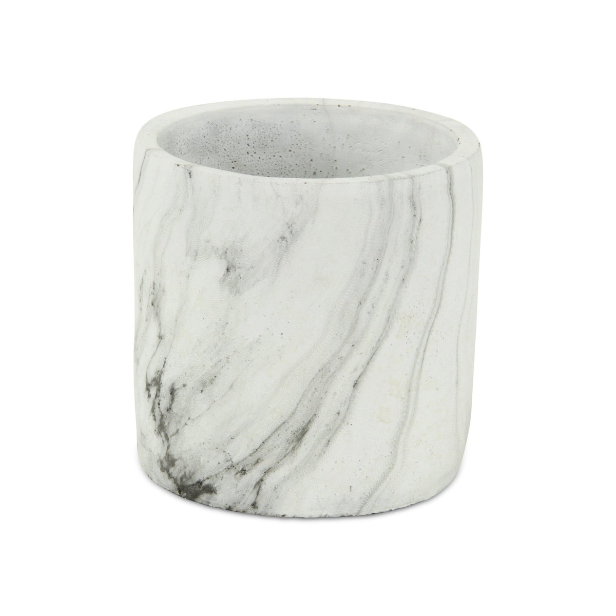 6" White and Gray Marbleized Ceramic Indoor Outdoor Round Pot Planter W2B