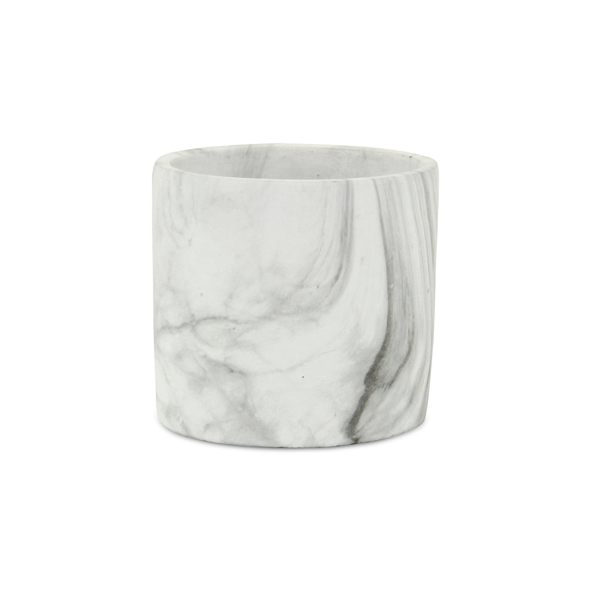 6" White and Gray Marbleized Ceramic Indoor Outdoor Round Pot Planter W2B