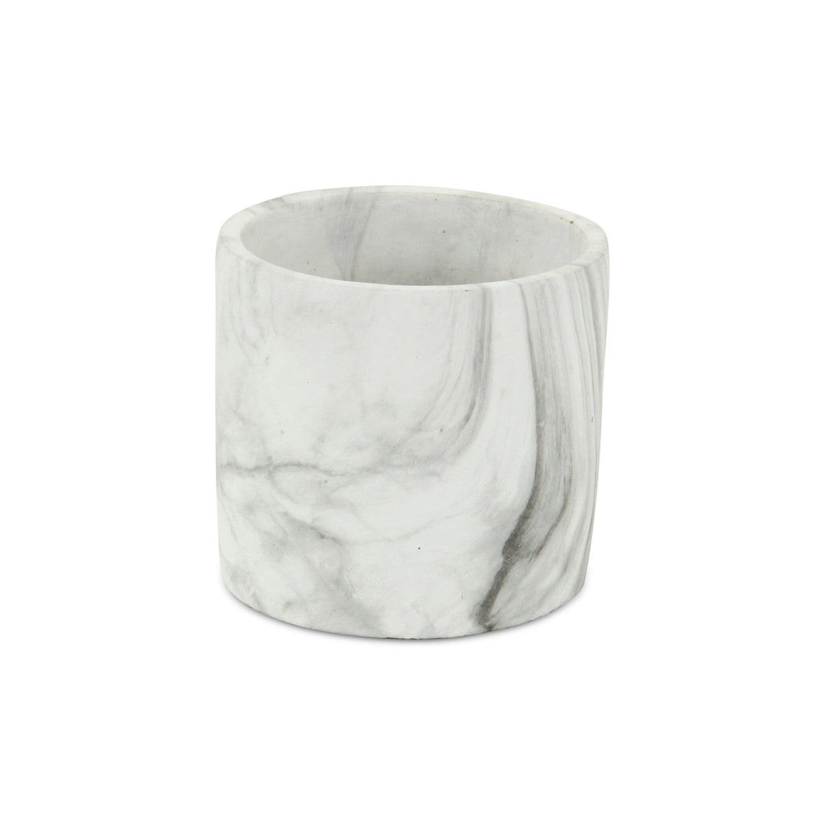 6" White and Gray Marbleized Ceramic Indoor Outdoor Round Pot Planter W2B