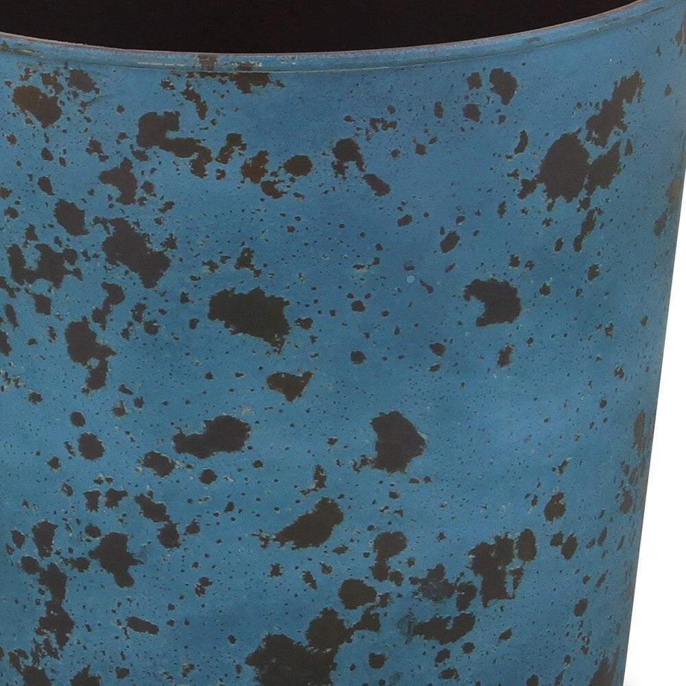 11" Blue Recycled Plastic Indoor Outdoor Round Pot Planter W2B