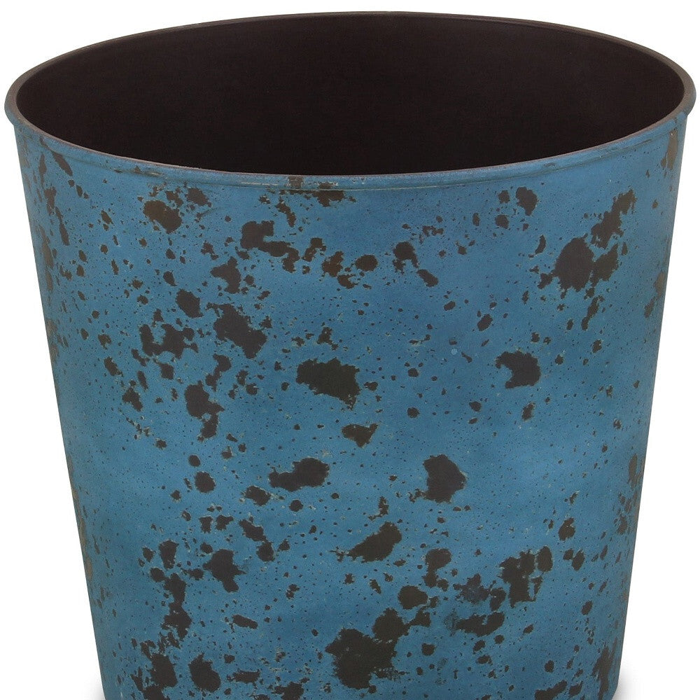 11" Blue Recycled Plastic Indoor Outdoor Round Pot Planter W2B