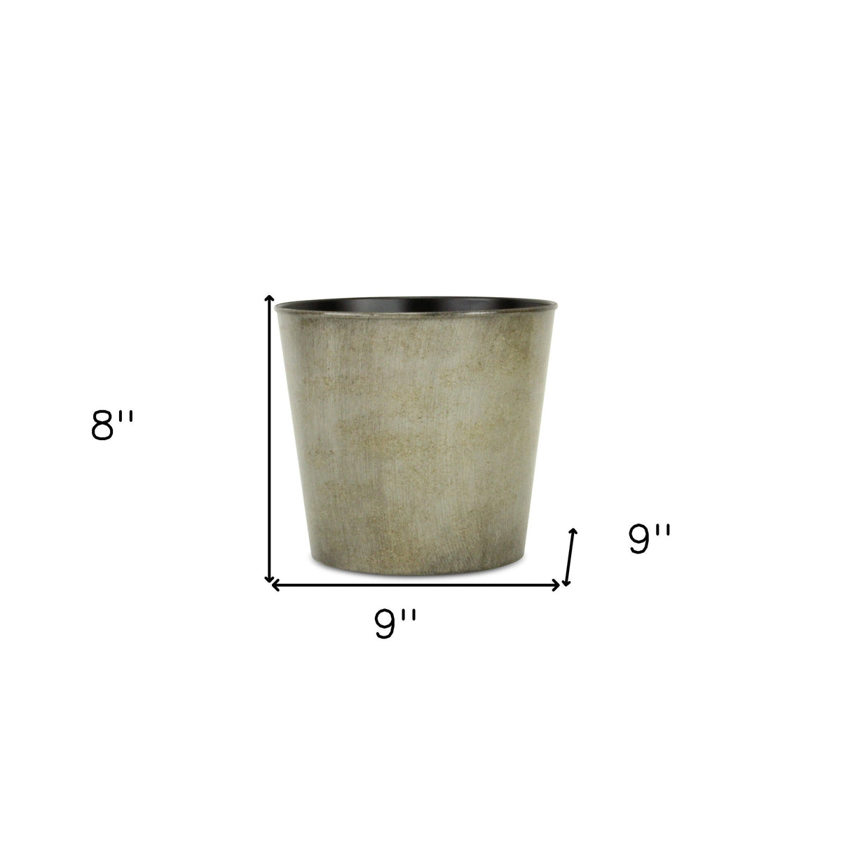9" Gray Recycled Plastic Indoor Outdoor Round Pot Planter W2B