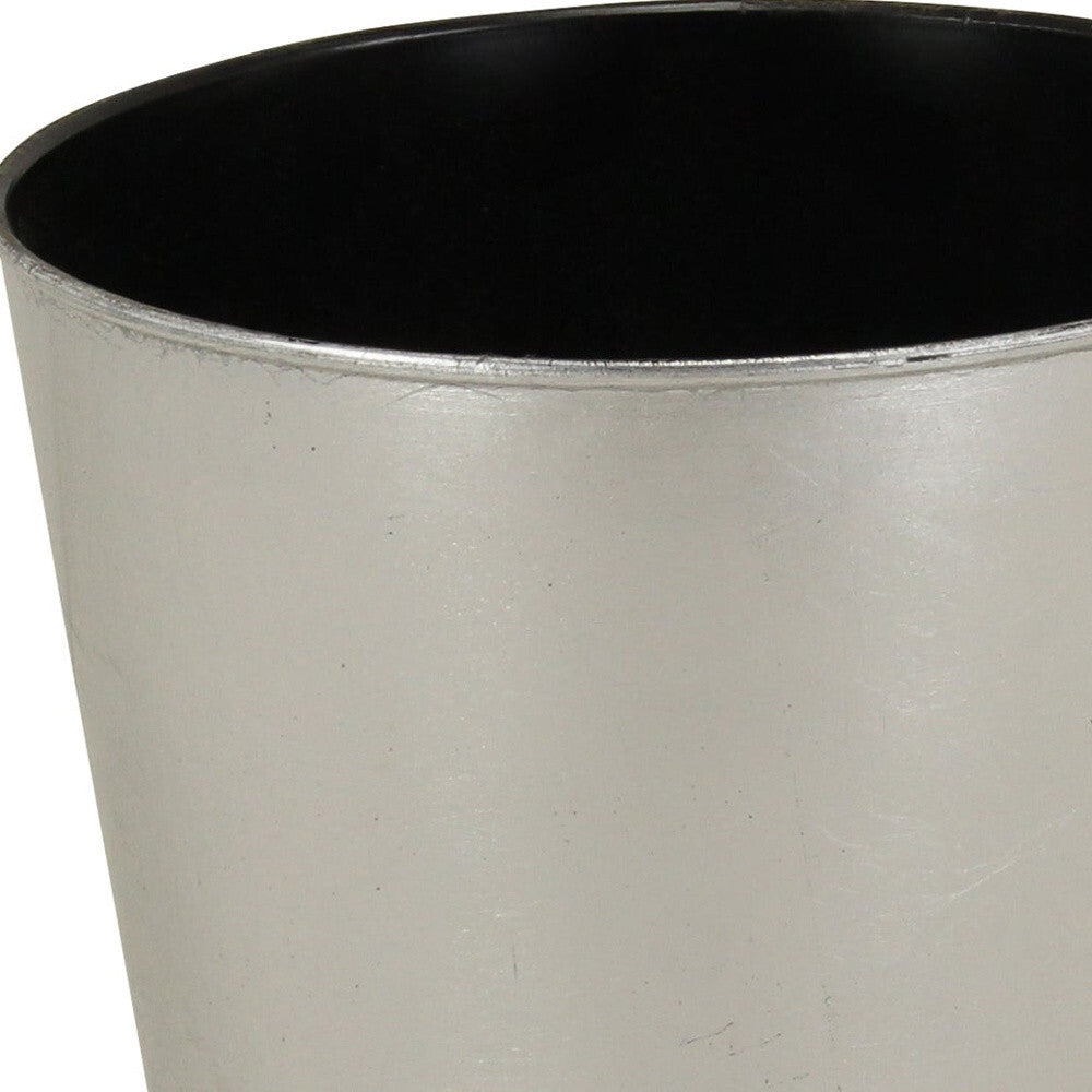 9" Silver Recycled Plastic Indoor Outdoor Round Pot Planter W2B