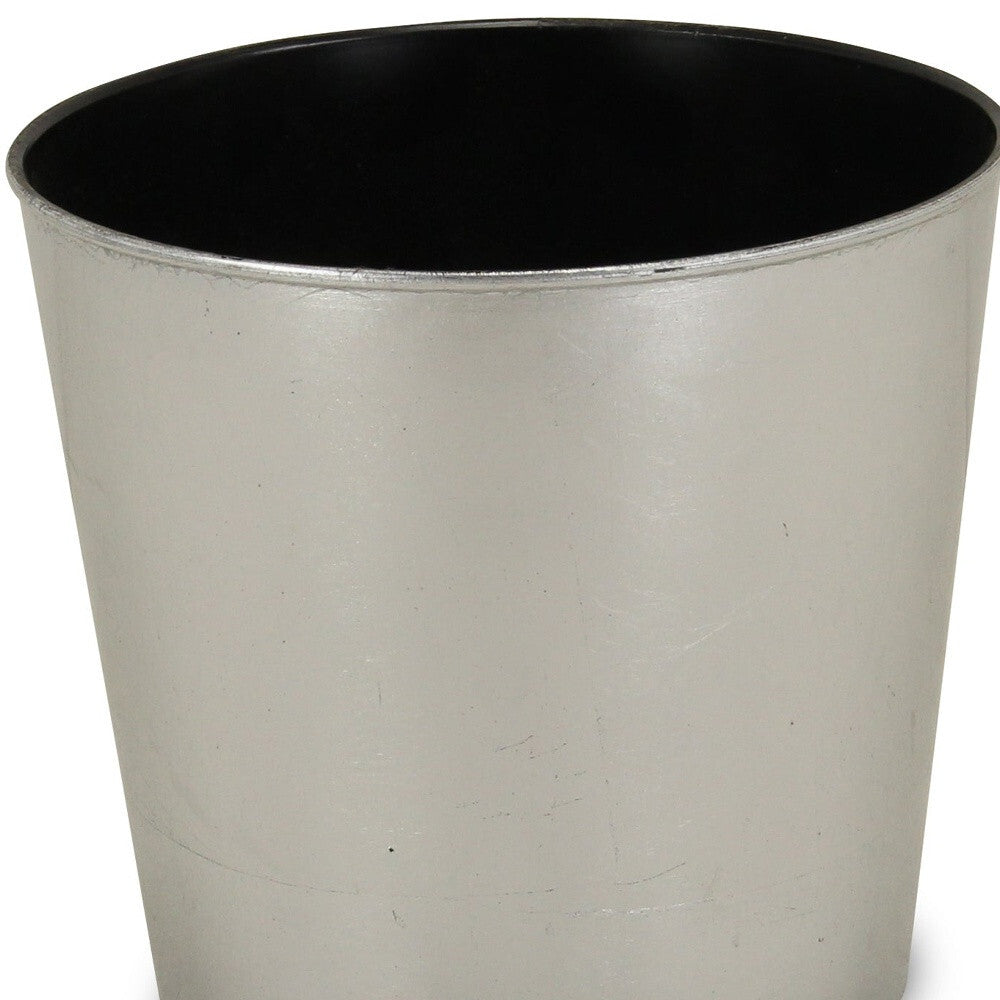 9" Silver Recycled Plastic Indoor Outdoor Round Pot Planter W2B